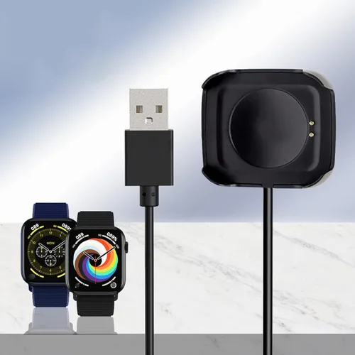 Vista 2 de Cargador de reloj inteligente negro Soporte de muelle estable adecuado para reloj HW18 Base de carga USB Estación de carga para múltiples