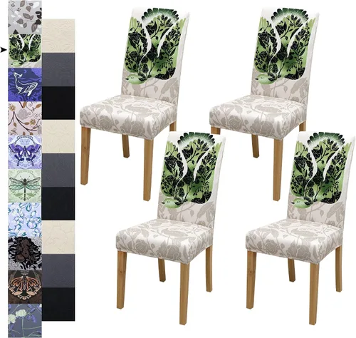 Vista 14 de Fundas para Sillas de Comedor, Juego de Fundas para Sillas de Comedor de 4 Piezas, Fundas Elásticas para Sillas de Cocina, Fundas para Sillas