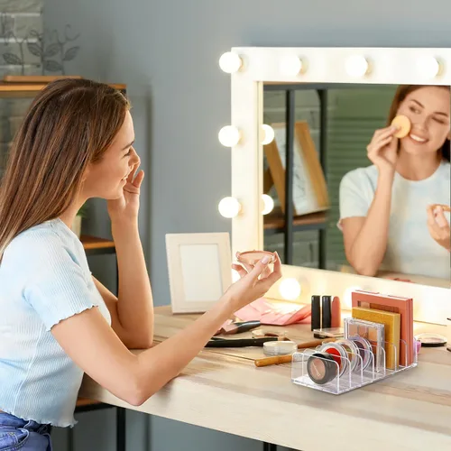 Vista 3 de Luxspire Organizador de sombra de ojos acrílica, paquete de 2 organizadores de cajones de maquillaje, organizador de paleta de maquillaje cosmético