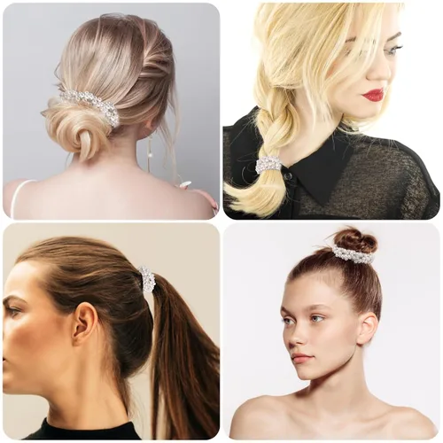 Vista 5 de Lusofie 4 ligas para el cabello con perlas blancas y perlas elásticas para coleta de caballo, accesorios para el cabello para mujeres y niñas
