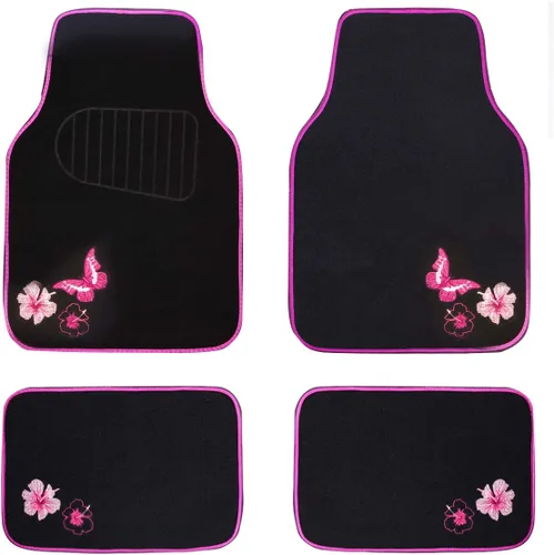 Vista 15 de CAR PASS Juego de fundas universales para asiento delantero de automóvil, diseño de flores bordadas, impermeables, fundas para volante, mariposa