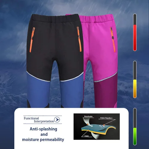 Vista 3 de Toomett Pantalones cargo de nieve para niños, niñas y niños al aire libre con forro polar suave Shell senderismo pesca esquí pantalones aislados