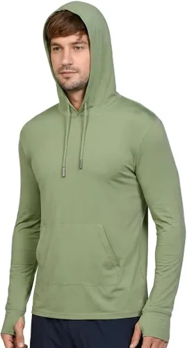 Vista 17 de INGEAR Sudadera con capucha UPF 50+ para hombre, ligera, con protección UV, de secado rápido, absorbe la humedad, con bolsillo Negro