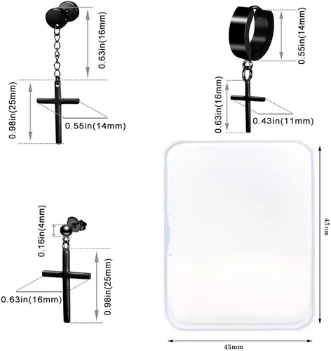 Vista 4 de ONESING 10-15 pares de aretes para hombre, aretes negros de acero inoxidable para hombres y mujeres, juego de aretes de piercing para hombre, Acero