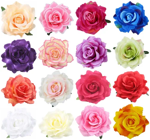 Vista 11 de Broche de flores para el pelo de rosa para mujer, para tocado de novia, bailarina flamenca, paquete de 10 unidades (mezcla de 10 colores)