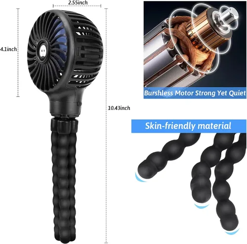 Vista 5 de Ventilador portátil para cochecito recargable con clip para Negro-1