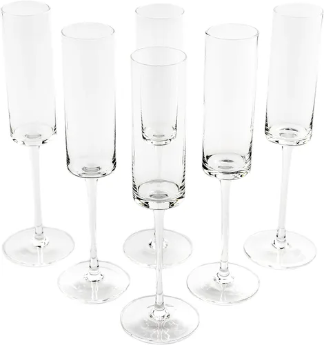 Vista 7 de Aspen & Birch - Juego de 6 copas de champán modernas - Copas de champán - Vasos de mimosa, copas de cristal, transparentes, 6 onzas, copas