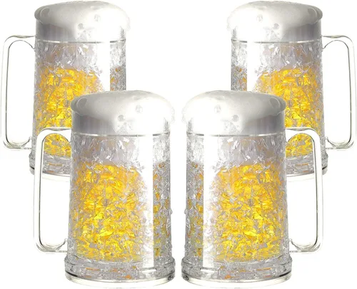 Vista 2 de Juego de 4 tazas de hielo congeladas de gel de doble pared de 16 oz (blanco)
