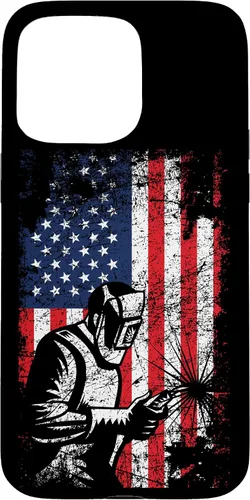 Vista 30 de Welder Gifts - Funda de soldadura patriótica con bandera estadounidense para iPhone 17