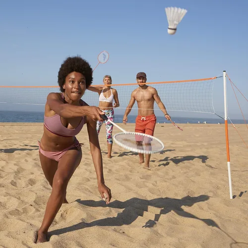 Vista 5 de Franklin Sports Juegos de Red de Bádminton - Patio Trasero al Aire Libre + Playa Red de Bádminton + Juego de Equipo - (4) Raquetas + (2) Volantes +