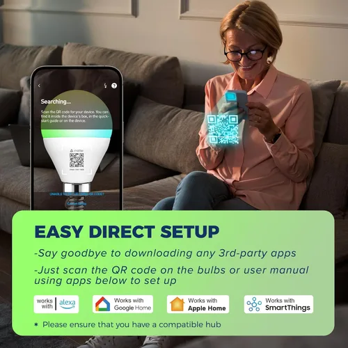 Vista 3 de Lightinginside Matter E12 Bombillas Inteligentes 50W Equivalente 5W 550LM, Compatible con Alexa/Siri/Apple Home/Google Home/SmartThings, Bombilla
