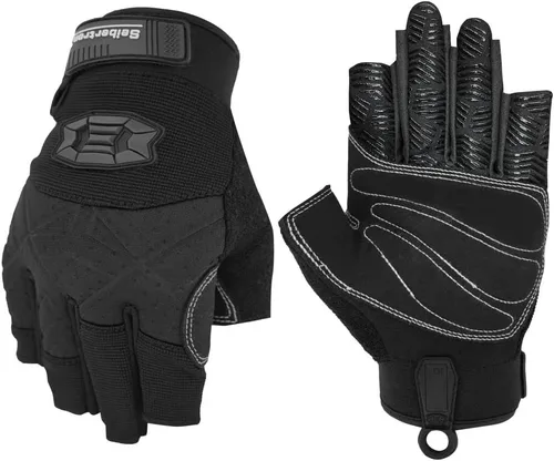 Vista 8 de Seibertron Guantes de palma acolchada con dedos completos o semi-dedos, ligeros y transpirables para escaladores, escalada en roca, rescate