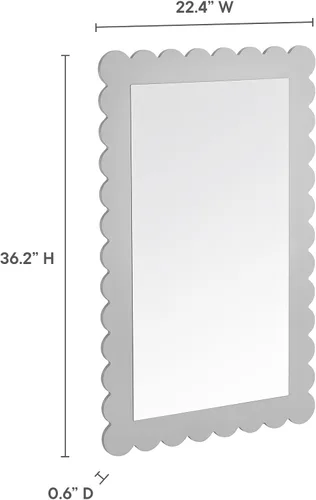 Vista 4 de Modway Emmeline Espejo de pared rectangular festoneado en gris claro