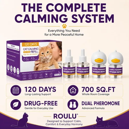 Vista 7 de Cat Calming Pheromone Diffuser Kit, 2 Plug-Ins + 4 Refills (48ml Each),Long-Lasting Stress & Anxiety Relief, Reduces Fighting, Spraying &
