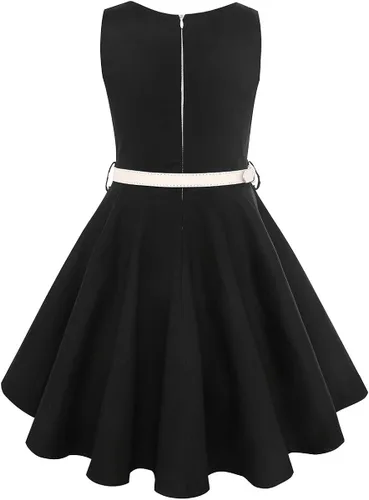 Vista 3 de gogoparti Vestido vintage para niñas, vestidos para ocasiones especiales con collar, vestido de lunares para niños, vestido de fiesta retro