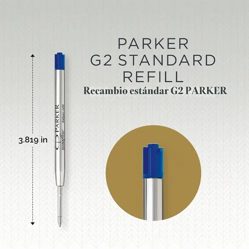Vista 3 de PARKER QUINKflow - Recambio de tinta para bolígrafo, punta media, azul, paquete de 2