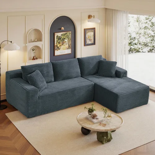 Vista 25 de Sofás seccionales de 105" para sala de estar, sofá cloud con forma de L tapizado, sofás modulares sin estructura rígida, sofá seccional moderno
