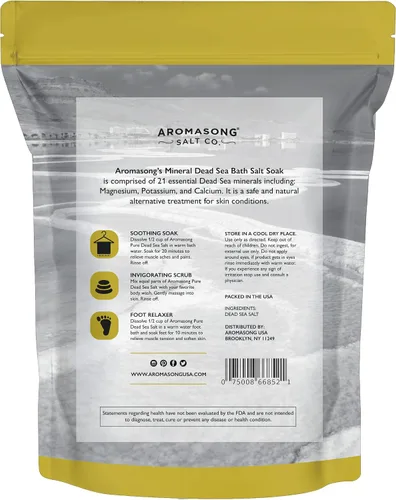 Vista 7 de Aromasong Dead Sea Bath Salt - 100% Pure & Natural Dead Sea Salts for Soaking Coarse Grain 5 LB - Bulk Resealable Pack (Packaging May Vary) Used for