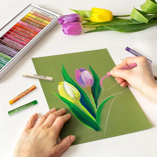Vista 7 de EXTRIC Soft Pastels 25 Colors, Kids and Artists Oil Crayons