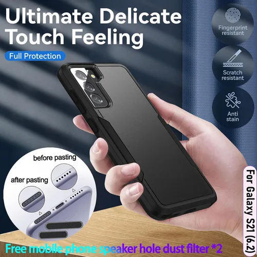 Vista 4 de Funda híbrida de doble capa para Galaxy S21 de 6.2 pulgadas, resistente a los golpes, resistente a los golpes, con 1 soporte magnético