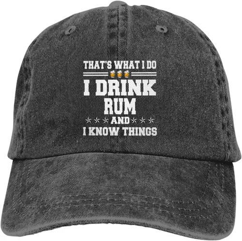 Vista 9 de Gorra de béisbol con texto en inglés "That's What I Do I Drink Rum and I Know Things" para hombre Gorras de béisbol, Negro