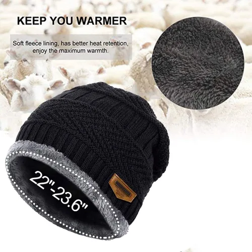 Vista 2 de Muryobao Gorro de invierno grueso y cálido para mujer