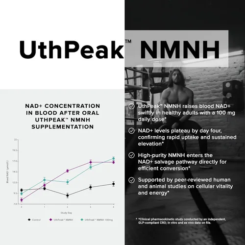 Vista 4 de Toniiq Suplemento NMNH – Complejo de 1,000 mg de potencia ultra alta con Uthpeak™ NMNH clínicamente estudiado, resveratrol, quercetina y TMG