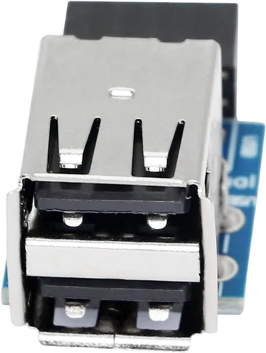 Vista 3 de SinLoon 9pin USB 2.0 hembra pin dual 2 puertos USB placa base adaptador de cabezal de doble capa para PC (dual)