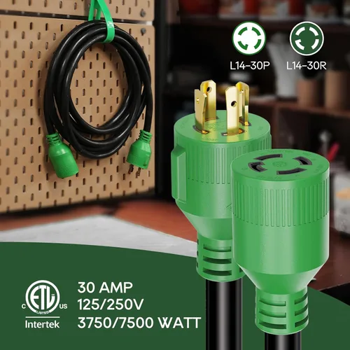 Vista 3 de RVGUARD Cable de extensión de generador de 4 puntas, 30 amperios y 50 pies