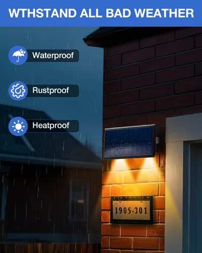 Vista 8 de Luces de Valla Solares Impermeables para Exteriores de 3 Lados LED para Pared y Paisajismo para Patio, Terraza, Patio, Barandilla, Garaje, Piscina