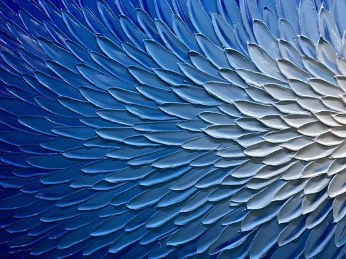 Vista 5 de AMEI Arte, 24 x 48 pulgadas, pintado a mano, obra de arte moderna con flores azules y blancas, pintura al óleo de madera en el interior enmarcado