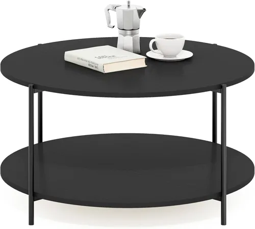Vista 22 de Furinno Mesa de Café Básica, Mesa de Centro Moderna de 2 Niveles con Estante Abierto, Mesa Auxiliar de Fácil Montaje, para Sala de Estar