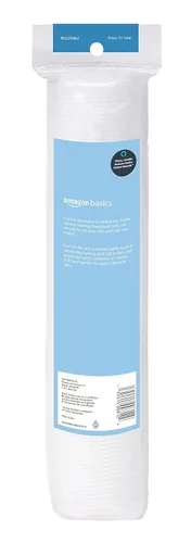 Vista 2 de Amazon Basics Rondas hipoalergénicas 100% algodón para eliminación de maquillaje y cuidado de la piel, 100 unidades, 1 paquete