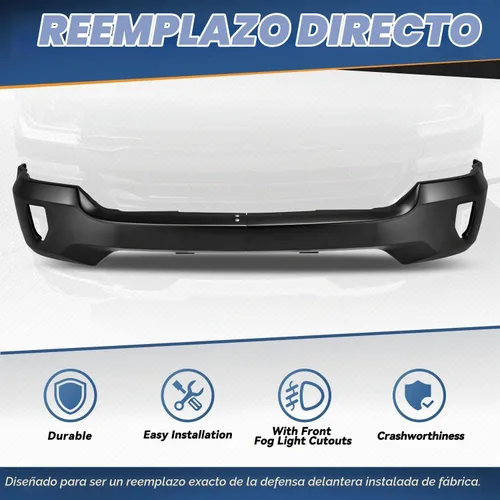 Vista 6 de Auto Dynasty Barra frontal para parachoques compatible con Chevy Silverado 1500 2016 2017 2018, Silverado 1500 LD 2019, con recortes para luces Negro
