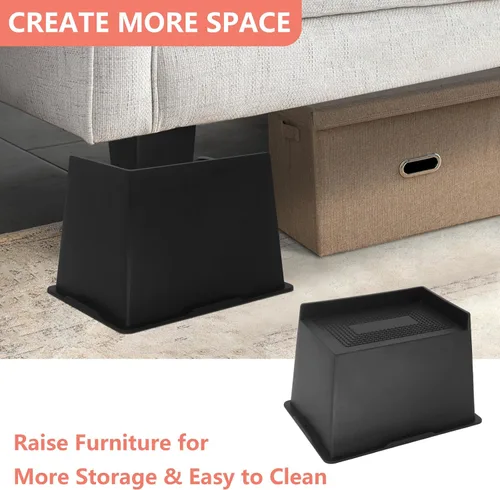 Vista 7 de Paquete de 8 elevadores de cama de 5 pulgadas, resistentes, elevadores de muebles de gran tamaño, elevadores de cama extra anchos para sofá, mesa