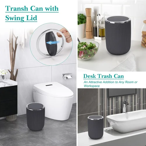 Vista 9 de Boperzi Juego de accesorios de baño completo: juego de accesorios de baño de 8 piezas con bote de basura 2 piezas para piso/mostrador, cepillo