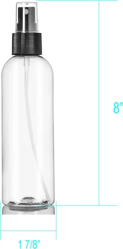 Vista 3 de ljdeals botellas de spray de plástico transparente de 8 oz, rociador de llovizna fina negro, botellas vacías recargables para aceites esenciales
