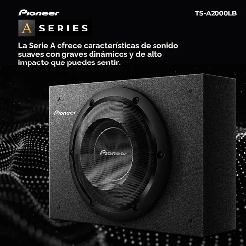 Vista 2 de Pioneer Subwoofer TS-A2000LB Serie A de 8 pulgadas – 700 W máximo, diseño de montaje poco profundo precargado, graves profundos en espacios