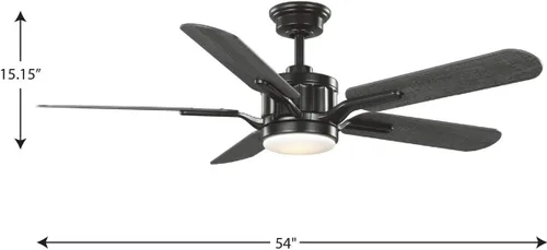 Vista 9 de Progress Lighting Claret Collection - Ventilador de techo de transición LED reversible con motor de CC de 54 pulgadas, color ébano/gris envejecido