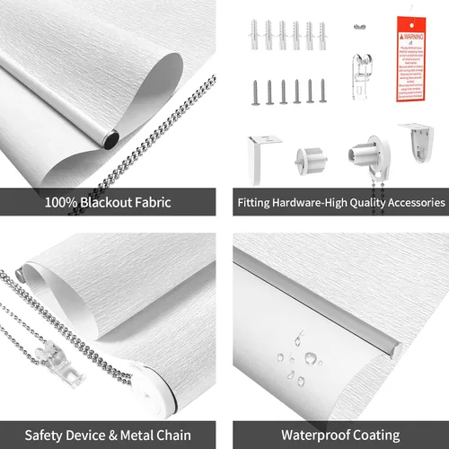 Vista 5 de ALLBRIGHT Persianas enrollables para ventanas, 100 % opacas, tela de protección UV, persianas con jacquard a rayas, persianas enrollables