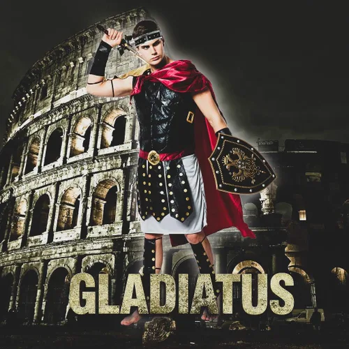 Vista 5 de ReneeCho Disfraz de gladiador romano para hombre disfraz de Halloween para adultos soldado guerrero armadura espartana