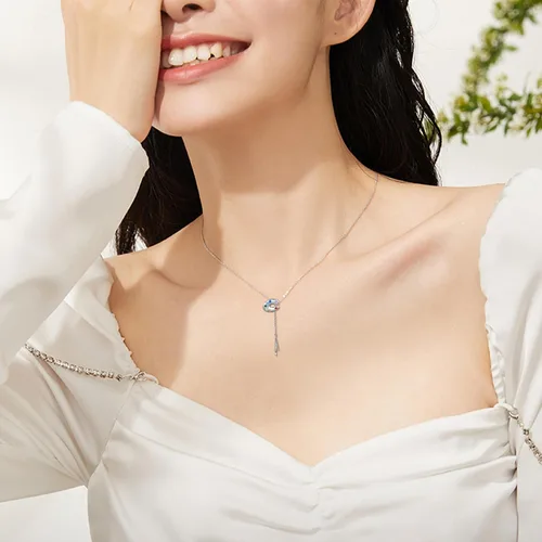 Vista 2 de CUPENDA Collar de plata de ley con colgante de zorroserpienteunicorniobúho en la lunaconejocaballo, joyería de regalo para mujeres, mamá, hermana