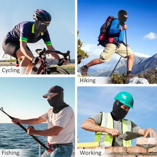 Vista 6 de Pasamontañas de verano para hombres y mujeres, máscara facial de seda de hielo refrescante, protección UV, pasamontañas para ciclismo, motociclismo