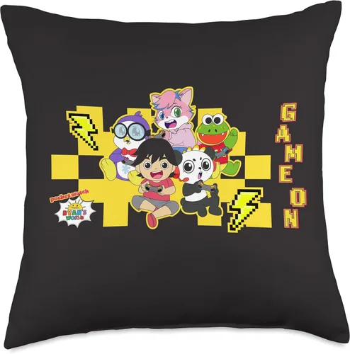Vista 5 de Ryan's World Game On Characters - Almohada de 16 x 16 pulgadas, multicolor