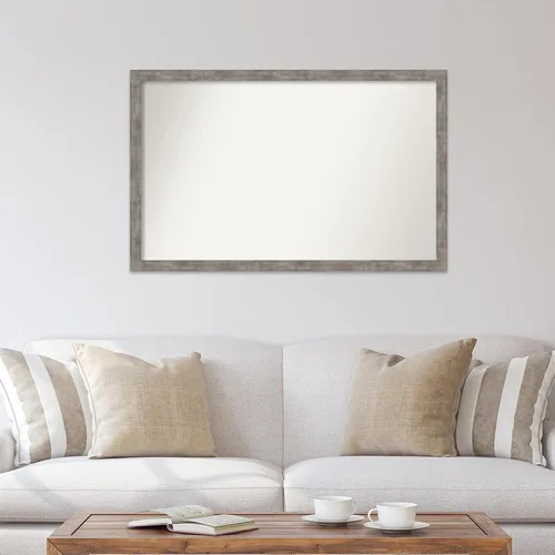 Vista 477 de Amanti Art Silver Bathroom Mirror for Over Sink, 26x35 Custom Made Marred Pewter Rectangle Vanity Mirror, Large Casual Wood Frame, Hangs Horizonally