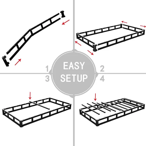 Vista 6 de ALDRICH Somier de Perfil Bajo Tamaño Twin, Somier de Metal Resistente de 3 Pulgadas para Cama Twin, Base de Colchón Antideslizante/Sin Ruido/Fácil