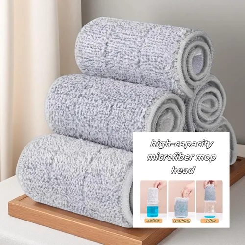 Vista 7 de Juego de trapeador plano y cubo con escurridor para limpieza de pisos, separa el agua sucia y limpia, trapeador limpiador de pared, 4 almohadillas