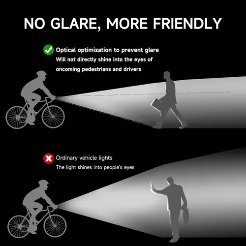 Vista 5 de 850 Lumen Night Bike Headlights, IPX6 Waterproof, USB-C Charging, Front & Side Lighting Design, 5 Modes, Safe & no Glare, Suitable for Road Bikes