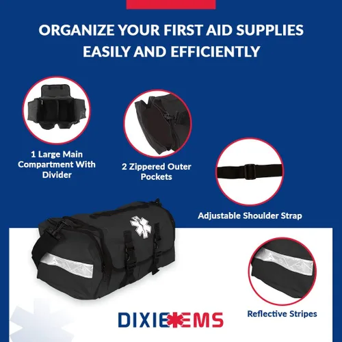 Vista 4 de Dixigear Bolsa de primeros auxilios para primeros respondientes con reflectores - Negro