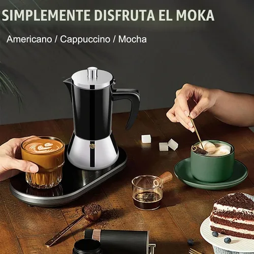 Vista 6 de 4 tazas de acero inoxidable 304 espesado Moka Pot Estufa Espresso Maker Cafeteras Italiano Percolador Espress Maker Capaz Greca Mocha cafetera